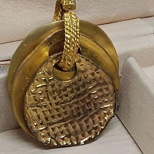 Vintage Gold Toned 3 Medallion Textured Pendant